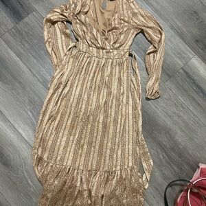 Chic Tan Long-Sleeve Dress